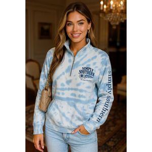 Simply Southern Tie Dye Pullover Cotton Blue Y2K Preppy Cozy Autumn Winter Belle